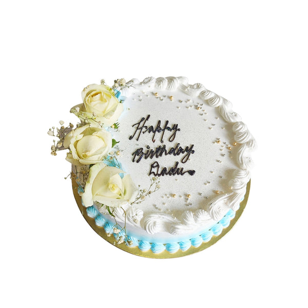Blue And White Birthday Cake