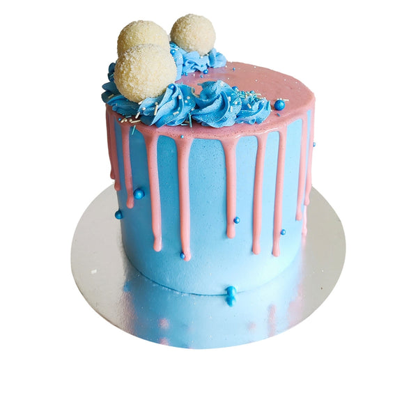 Blue And Pink Drip Cake