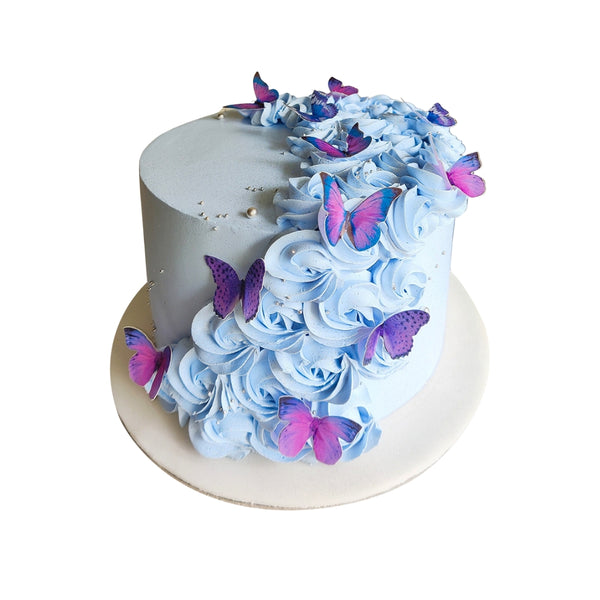 Blue Butterfly Theme Cake