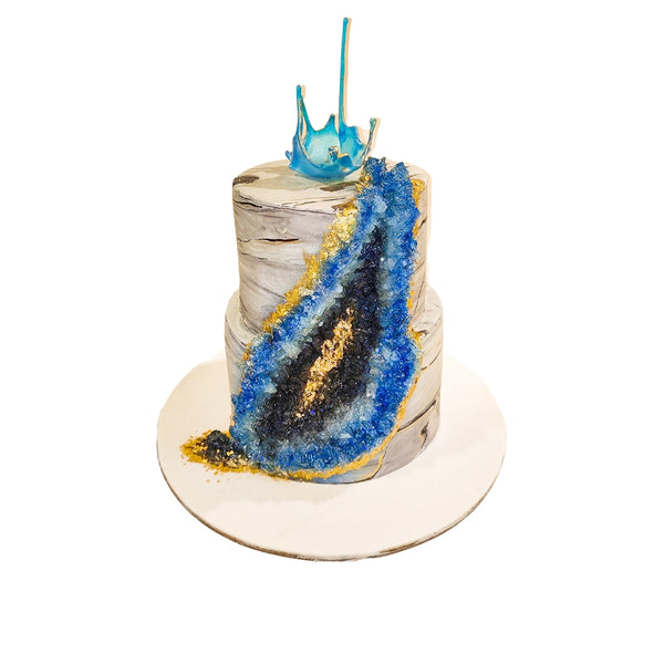 Blue Geode Theme Cake