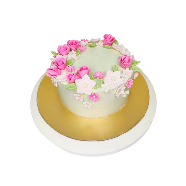 Fondant Pink Flower Cake