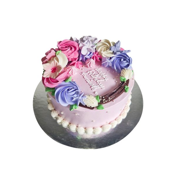 Pink & Purple Rosette Wreath Cake