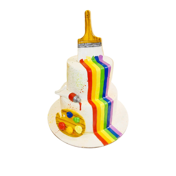 Rainbow Theme Paint Cake